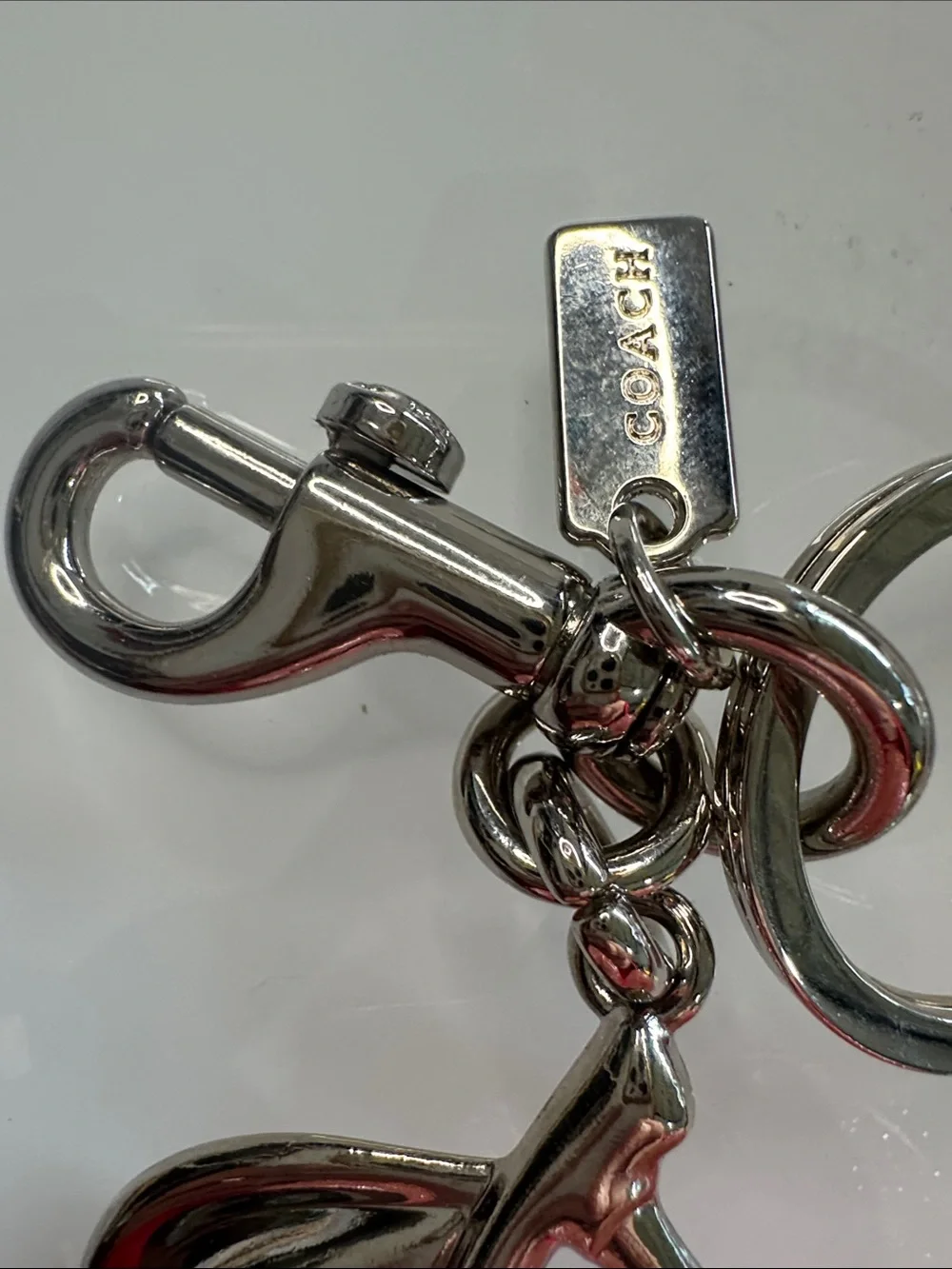 Coach Pink Glitter Cherry Keyring Charm with Silver Hardware